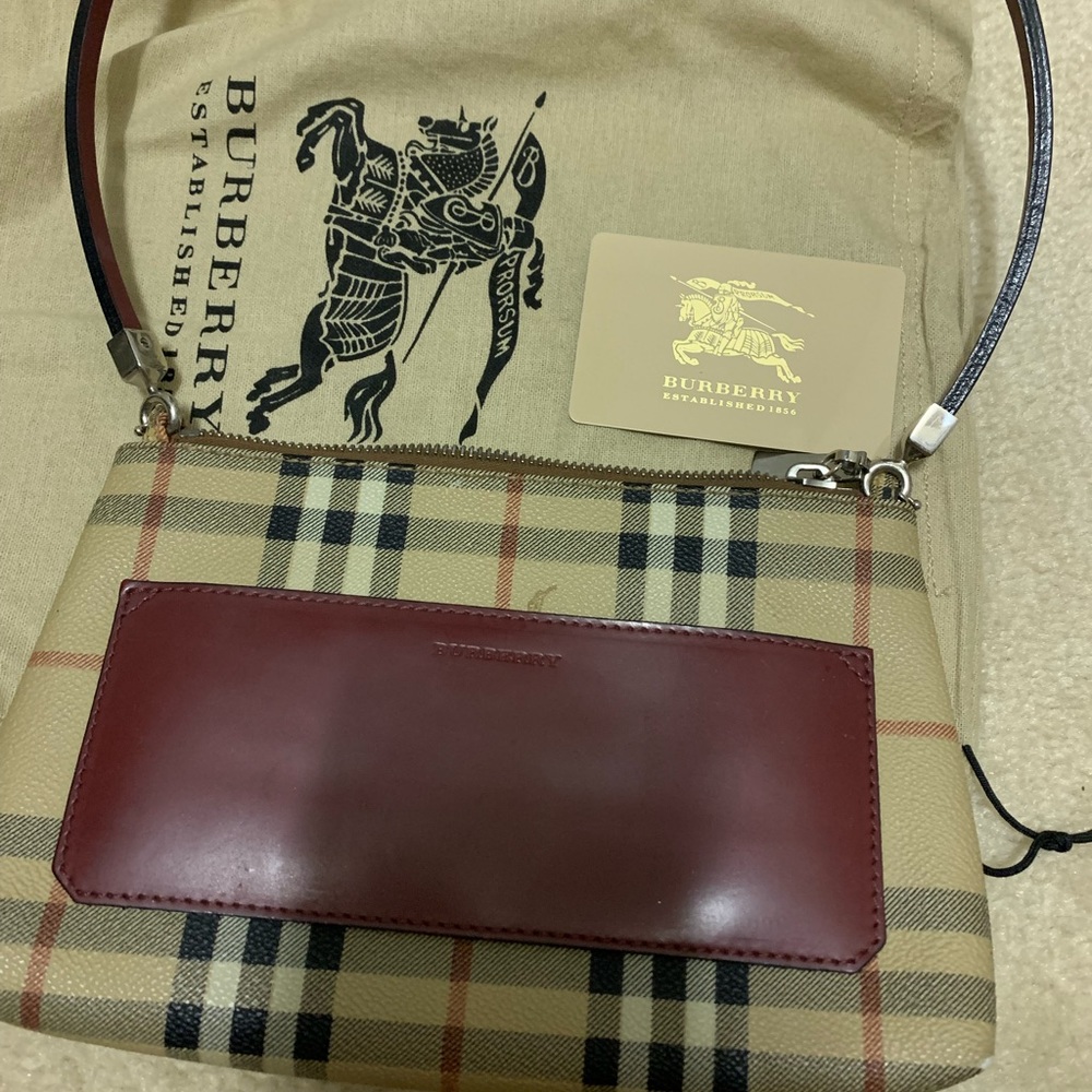 Burberry handbag vintage check/ red leather trim - Picture 7 of 9